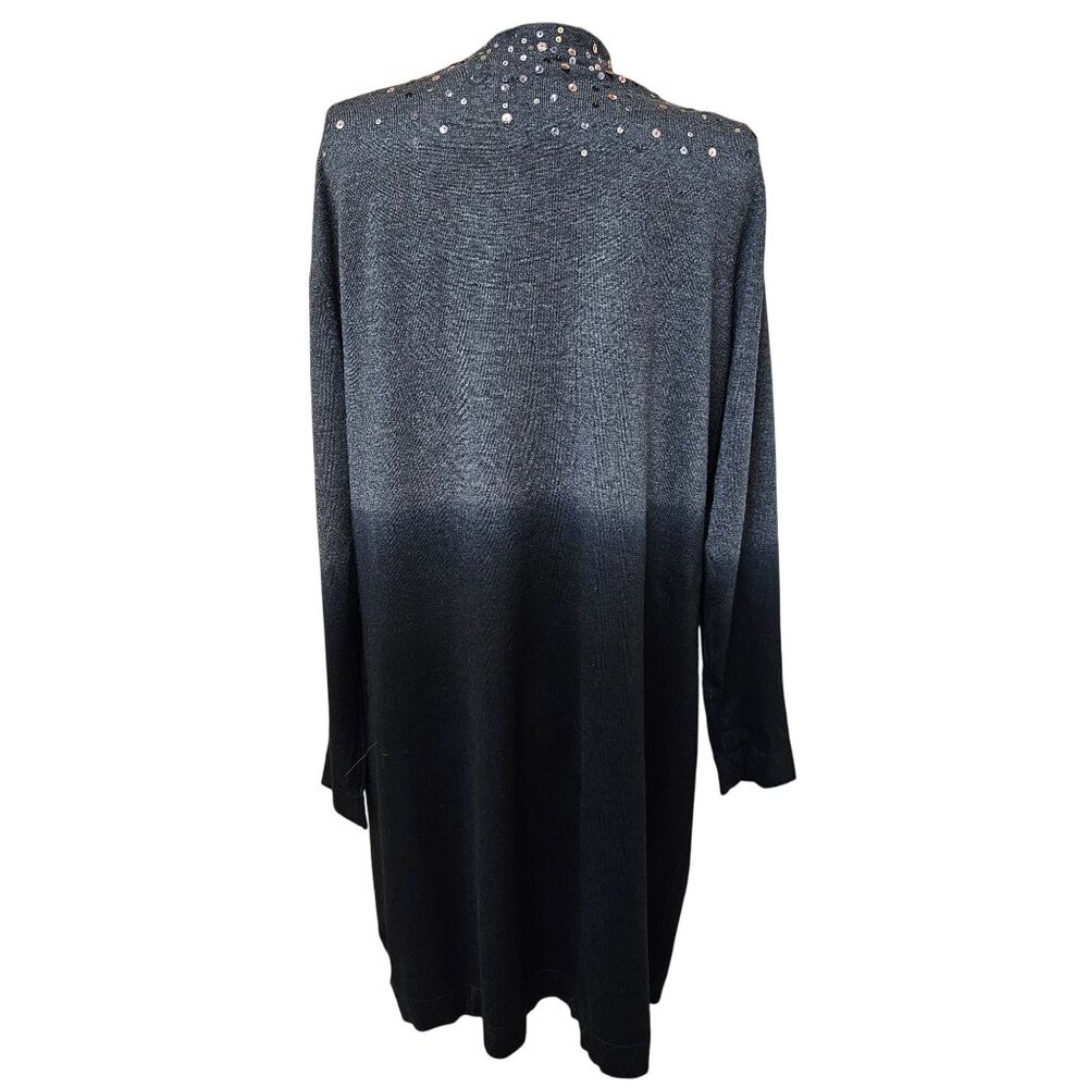 Chicos Cardigan Womens Size 3 Large Black Dip Dye Glam LS Sweater Sequins NWT - Picture 4 of 10